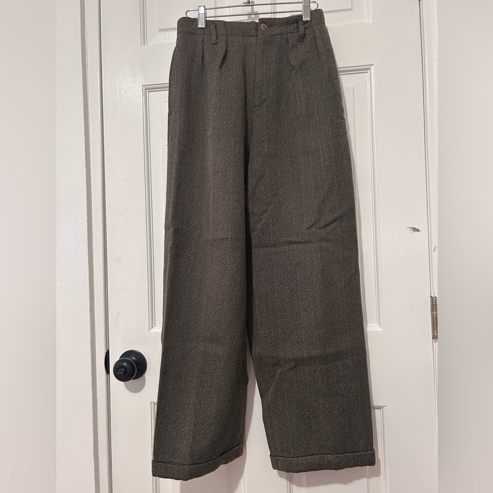 Rue Blanche Wide Leg Women's Wool Pants in Brown